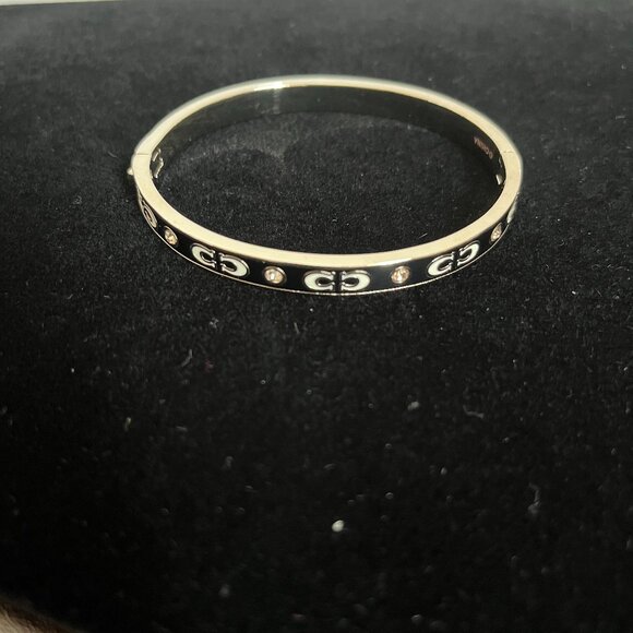 Coach Signature Black Enamel Hinged Bangle New - Picture 1 of 5